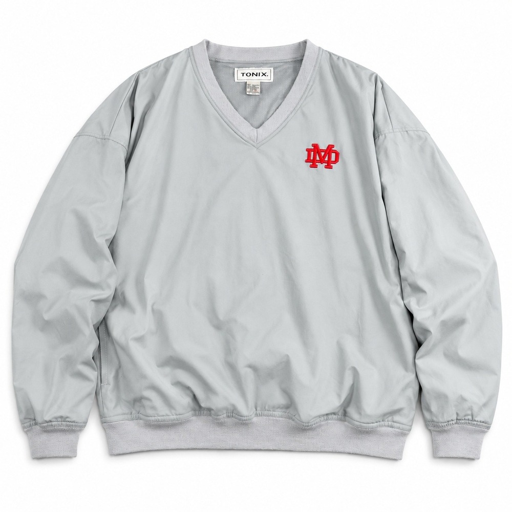 Y2K XL Tonix Gray V-Neck Golf Wind Pullover Windbreaker Jacket Mesh Lined Mens
